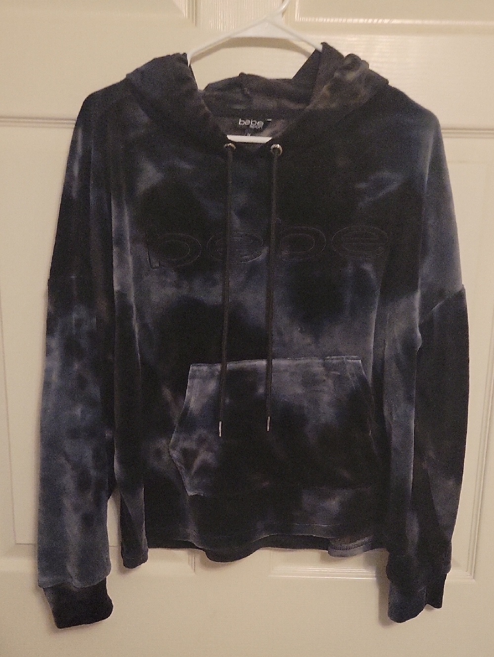 Bebe Black Tie-dye Velvet Hoodi